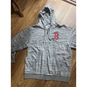 Boston Red Sox Grey Large Full Zip Up Hoodie‎ Majestic Vintage Look Size Large
